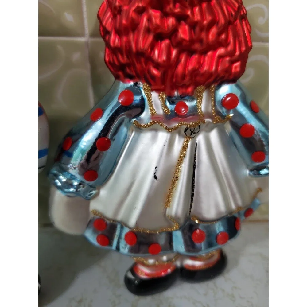 Vintage Kurt Adler Polonaise Raggedy Ann & Andy Glass Christmas Ornament Poland
